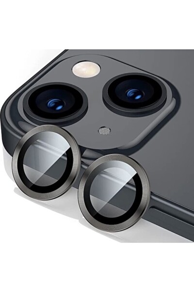 Teknoparkta iPhone 13 Mini Kamera Koruyucu Lens Mercek Metal Çerçeveli 2li Set Siyah Black Uyumlu