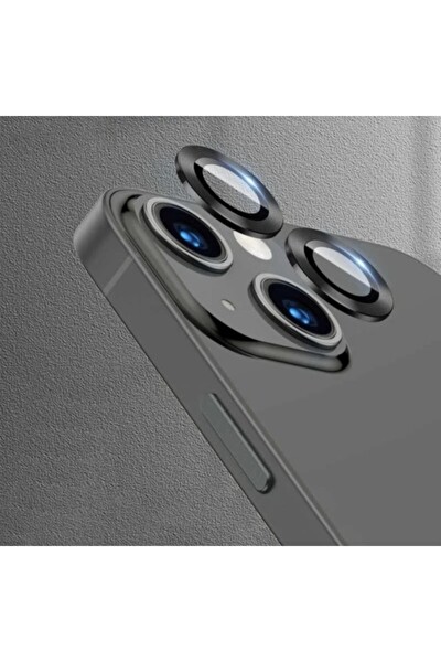 Teknoparkta iPhone 13 Mini Kamera Koruyucu Lens Mercek Metal Çerçeveli 2li Set Siyah Black Uyumlu