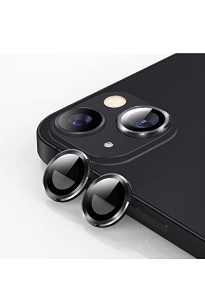 Teknoparkta iPhone 13 Mini Kamera Koruyucu Lens Mercek Metal Çerçeveli 2li Set Siyah Black Uyumlu