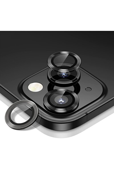 Teknoparkta iPhone 13 Mini Kamera Koruyucu Lens Mercek Metal Çerçeveli 2li Set Siyah Black Uyumlu
