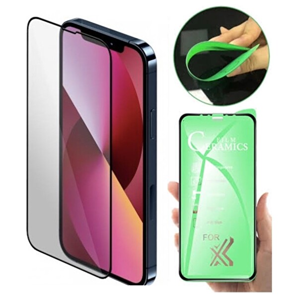 Teknoparkta Apple iPhone 12 Pro Max Ekran Koruyucu Seramik Nano Cam Esnek Tam Full Kaplayan Kırılmaz
