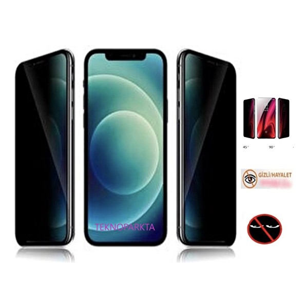 Teknoparkta iPhone 14 Pro Mat Hayalet Gizli Privacy Tam Kaplayan Kırılmaz Cam Seramik Nano Ekran Koruyucu