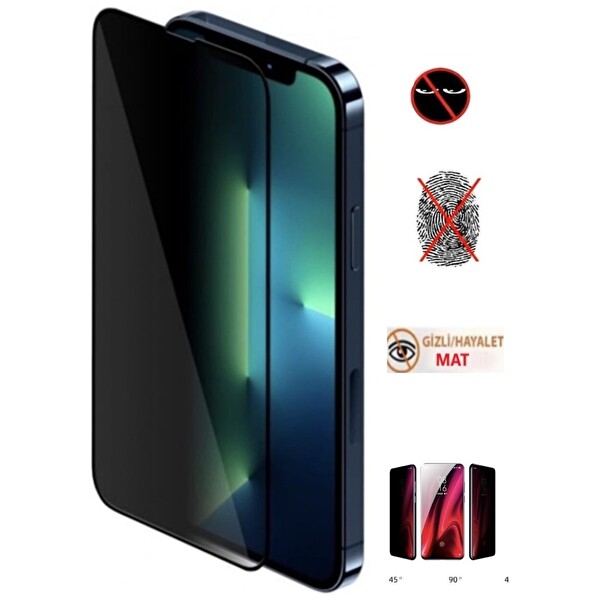 Teknoparkta iPhone 14 Pro Mat Hayalet Gizli Privacy Tam Kaplayan Kırılmaz Cam Seramik Nano Ekran Koruyucu
