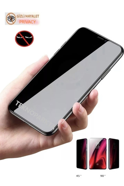 Teknoparkta Realme C21y Hayalet Ekran Koruyucu Privacy Gizlilik Filitreli Tam Kaplayan Kırılmaz Cam