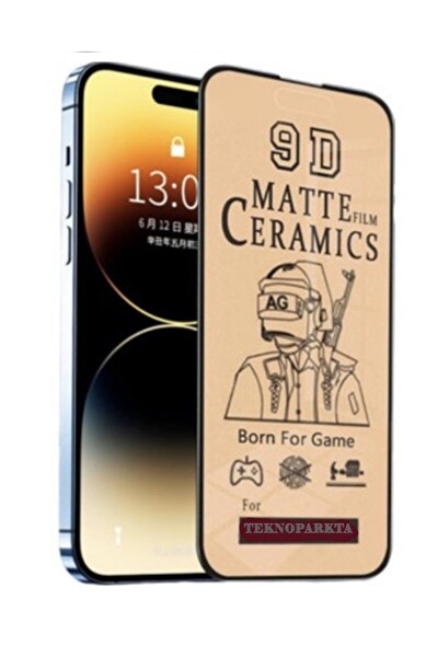 Teknoparkta iPhone 14 Mat Seramik Cam Nano Esnek Kırılmaz Full Tam Kaplayan Ekran Koruyucu