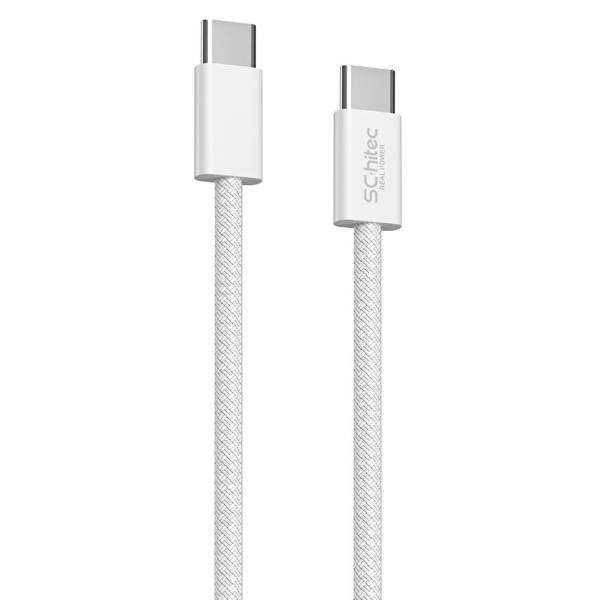 SChitec SK001 60W PD Destekli Type-C to Type-C Örgülü Şarj ve Data Kablosu Beyaz