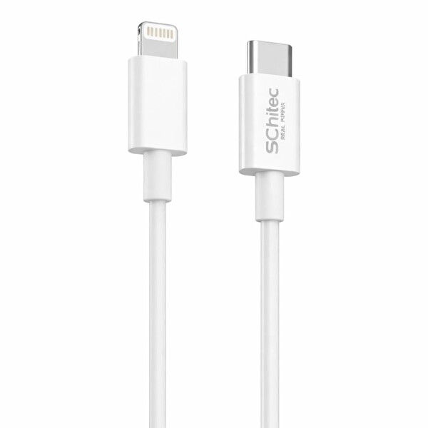ScHitec 25W Type-C Çıkışlı Hızlı Şarj Aleti Type-C to Lightning Kablolu Set Beyaz SC003