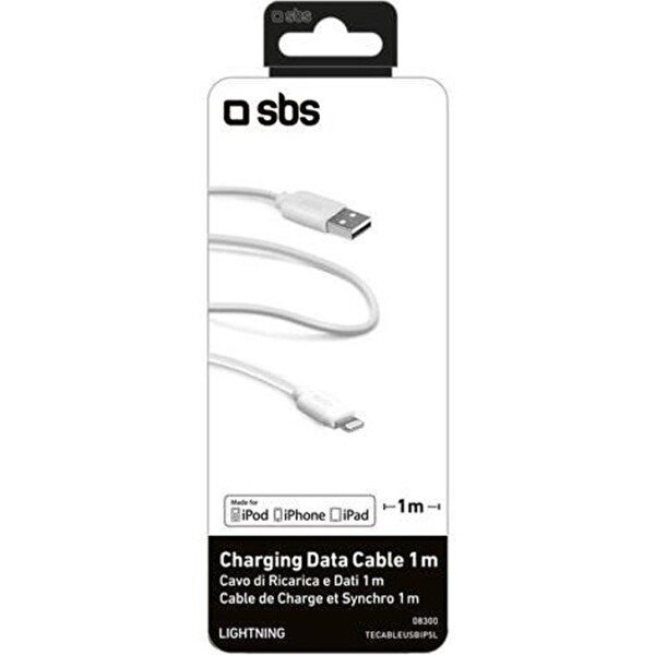SBS 654474 Lightning USB Data Ve Şarj Kablosu 1 M - Beyaz