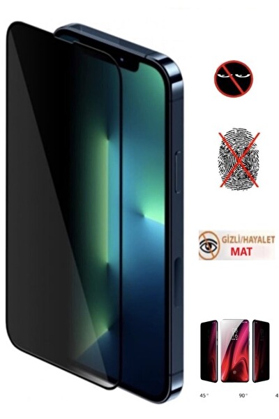 Teknoparkta iPhone 14 Mat Hayalet Gizli Privacy Tam Kaplayan Kırılmaz Cam Seramik Nano Ekran Koruyucu