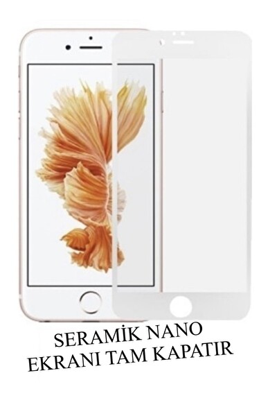Teknoparkta iPhone 8 Seramik Nano Beyaz Esnek Tam Full Kaplayan Kırılmaz Cam Ekran Koruyucu