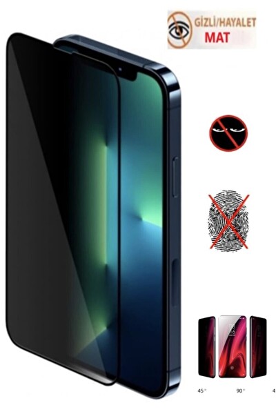 Teknoparkta iPhone 12 Pro Max Mat Hayalet Ekran Gizli Privacy Tam Kaplayan Kırılmaz Cam Seramik Ekran Koruyucu