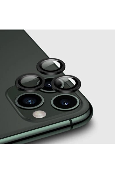 Teknoparkta iPhone 11 Pro Max Uyumlu Kamera Koruyucu Lens Mercek Metal Çerçeveli 3lü Set Siyah Black