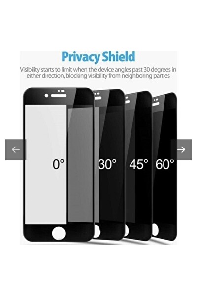 Teknoparkta iPhone 8 Plus Mat Hayalet Ekran Gizli Privacy Tam Kaplayan Kırılmaz Cam Seramik Ekran Koruyucu Siyah