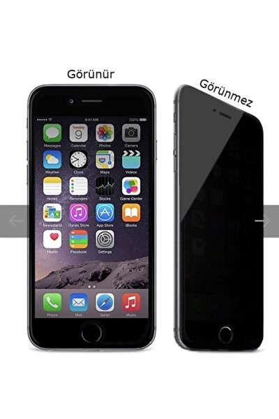 Teknoparkta iPhone 8 Plus Mat Hayalet Ekran Gizli Privacy Tam Kaplayan Kırılmaz Cam Seramik Ekran Koruyucu Siyah