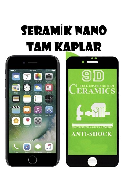 Teknoparkta iPhone Se 2020 Uyumlu Seramik Nano Siyah Esnek Tam Kaplayan Kırılmaz Cam Ekran Koruyucu