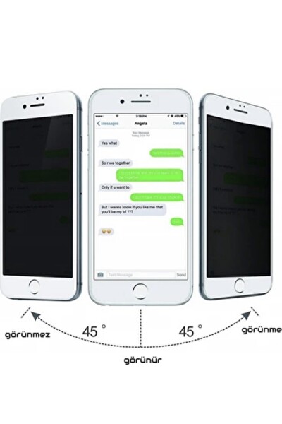 Teknoparkta iPhone 8 Beyaz Privacy Kavisli Hayalet Gizlilik Filitreli Full Ekran Koruyucu