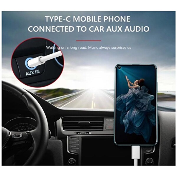 Teknoparkta iPhone 15 Pro Max Aux Kablo Type C Örgü Hasır Dac Çipli Kablo