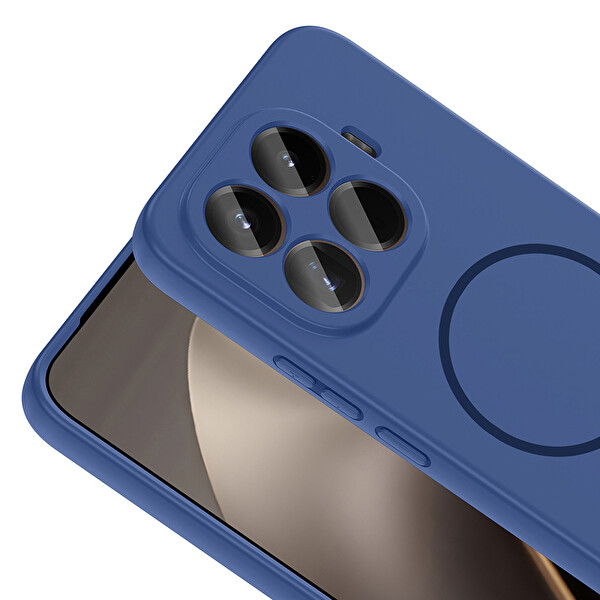 Başkenttekno Xiaomi 15T Pro Kılıf Meta Lansman M-Safe Kamera Korumalı içi Kadife Yumuşak Renkli Süet Silikon Lacivert