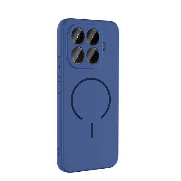 Başkenttekno Xiaomi 15T Pro Kılıf Meta Lansman M-Safe Kamera Korumalı içi Kadife Yumuşak Renkli Süet Silikon Lacivert