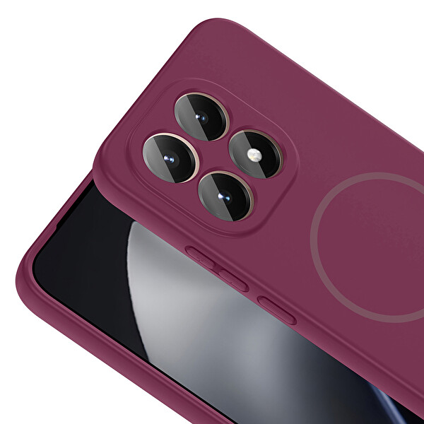 Başkenttekno Xiaomi 15T Kılıf Meta Lansman M-Safe Kamera Korumalı içi Kadife Yumuşak Renkli Süet Silikon Mürdüm