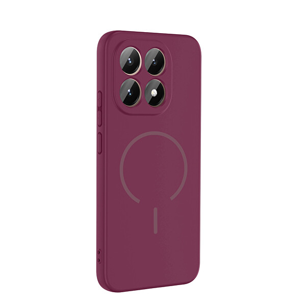 Başkenttekno Xiaomi 15T Kılıf Meta Lansman M-Safe Kamera Korumalı içi Kadife Yumuşak Renkli Süet Silikon Mürdüm