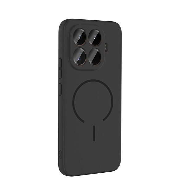 Başkenttekno Xiaomi 15T Pro Kılıf Meta Lansman M-Safe Kamera Korumalı içi Kadife Yumuşak Renkli Süet Silikon Siyah