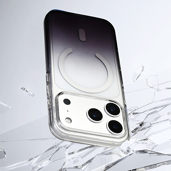 Başkenttekno iPhone 17 Pro Max Kılıf Kablosuz Şarj Özellikli Septik Silikon Kapak Siyah