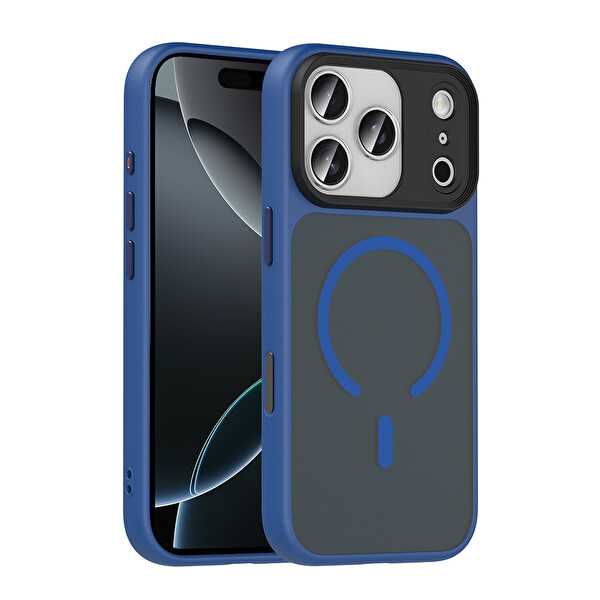 iPhone 17 Pro Max Kılıf Mat Arka Yüzey Wireless Şarj Özellikli Flet M-safe Kapak