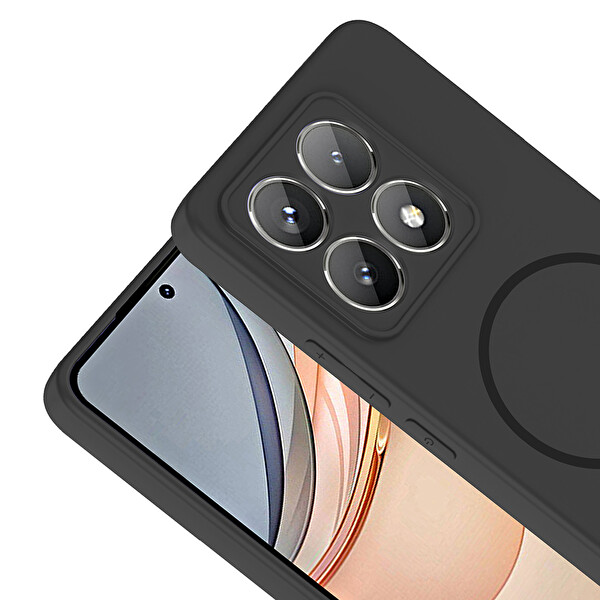 Başkenttekno Xiaomi 14T Pro Kılıf Meta Lansman M-Safe Kamera Korumalı içi Kadife Yumuşak Renkli Süet Silikon Siyah