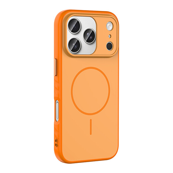 Başkenttekno iPhone 17 Pro Max Kılıf Kılıf Kablosuz Şarj Özellikli Kamera Korumali Tea Kapak Turuncu
