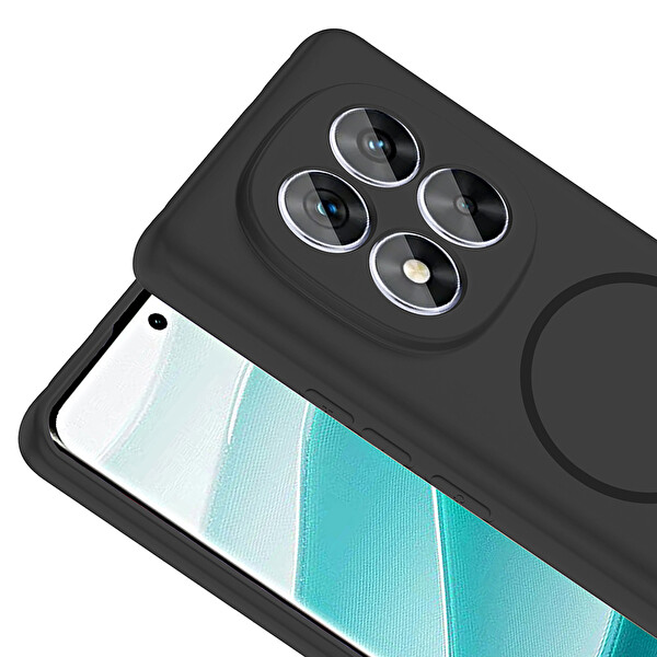 Başkenttekno Xiaomi Redmi Note 14 Pro 5G Kılıf Meta Lansman M-Safe Kamera Korumalı içi Kadife Yumuşak Renkli Süet Silikon Siyah