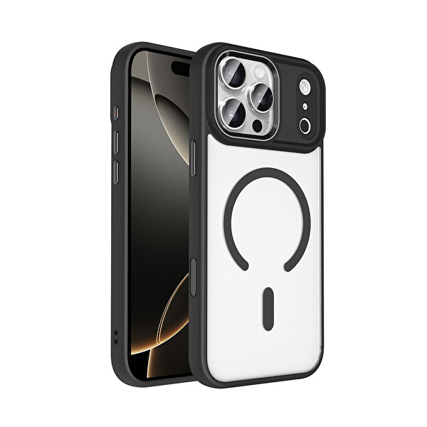 iPhone 17 Pro Max Kılıf Wireless Şarj Özellikli Krom M-safe Silikon Kapak