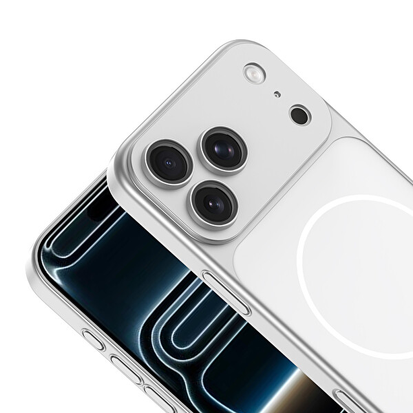 Başkenttekno iPhone 17 Pro Max Kılıf Kablosuz Şarj Özellikli Kamera Korumalı Spark Kapak Gümüş