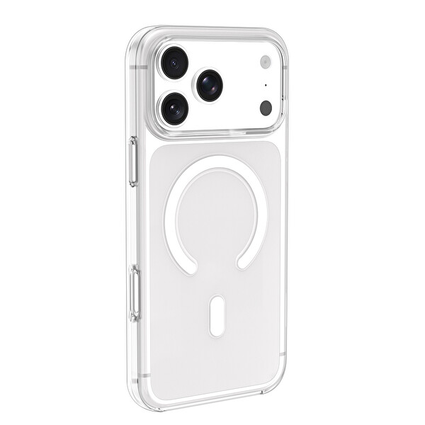 Başkenttekno iPhone 17 Pro Max Kılıf Wireless Şarj Özellikli Şeffaf Orjin Kapak Şeffaf