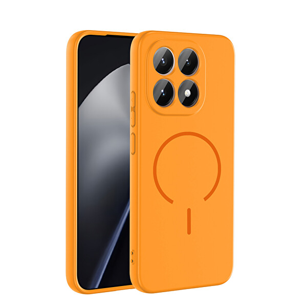 Başkenttekno Xiaomi 15T Kılıf Meta Lansman M-Safe Kamera Korumalı içi Kadife Yumuşak Renkli Süet Silikon Turuncu