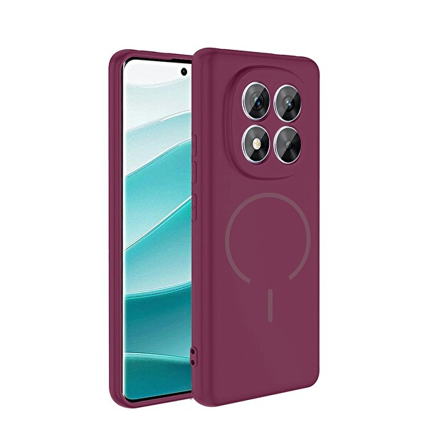 Başkenttekno Xiaomi Redmi Note 14 Pro 4G Kılıf Meta Lansman M-Safe Kamera Korumalı içi Kadife Yumuşak Renkli Süet Silikon Mürdüm