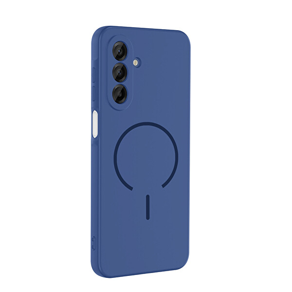 Başkenttekno Samsung Galaxy A16 Kılıf Meta Lansman M-Safe Kamera Korumalı içi Kadife Yumuşak Renkli Süet Silikon Lacivert