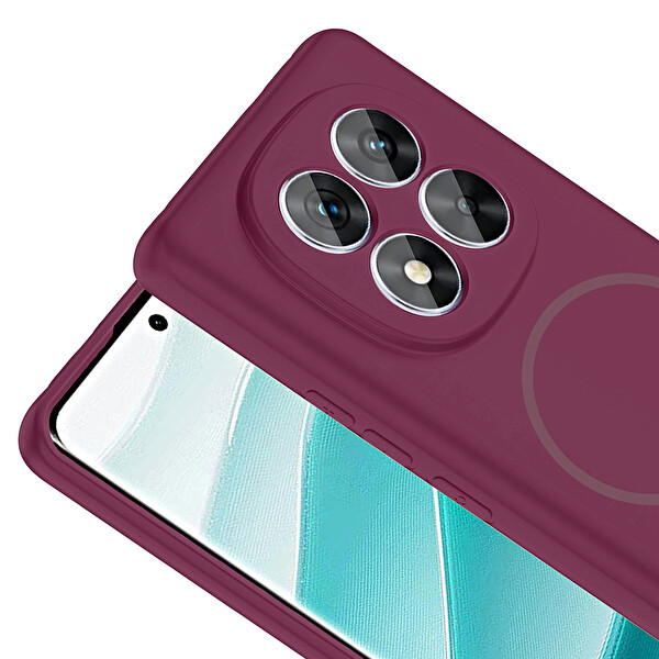 Başkenttekno Xiaomi Redmi Note 14 Pro 5G Kılıf Meta Lansman M-Safe Kamera Korumalı içi Kadife Yumuşak Renkli Süet Silikon Mürdüm