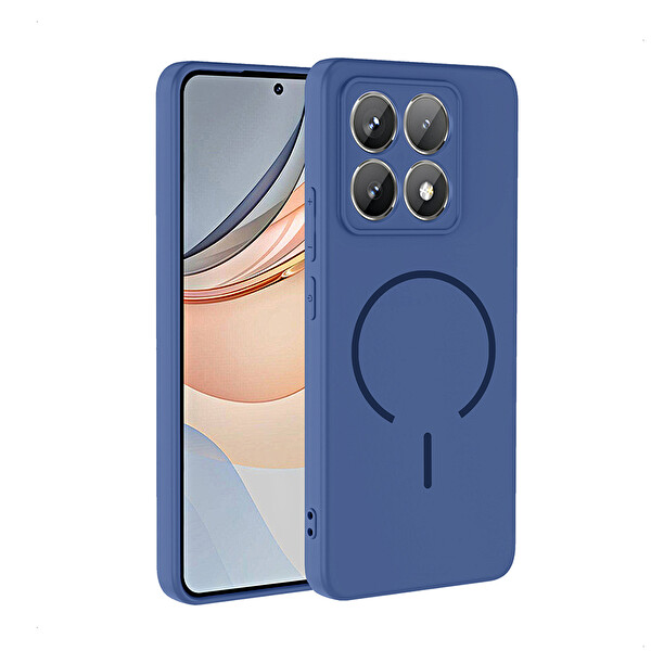 Başkenttekno Xiaomi 14T Pro Kılıf Meta Lansman M-Safe Kamera Korumalı içi Kadife Yumuşak Renkli Süet Silikon Lacivert