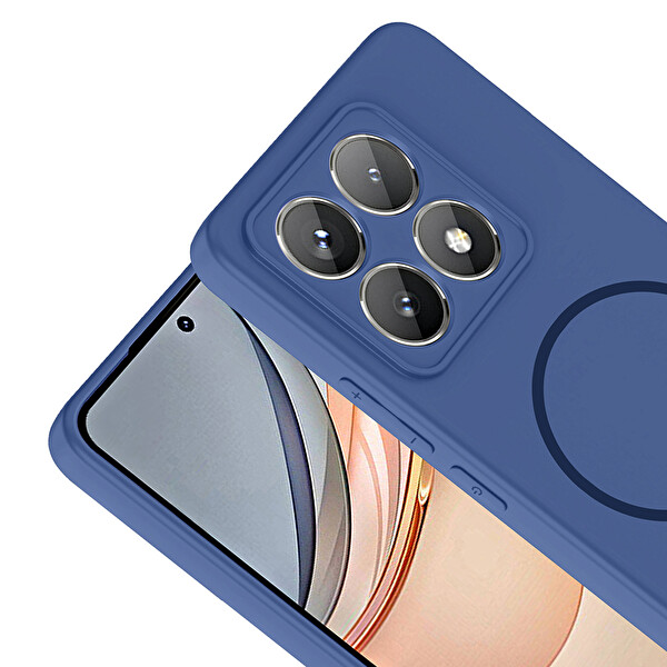 Başkenttekno Xiaomi 14T Pro Kılıf Meta Lansman M-Safe Kamera Korumalı içi Kadife Yumuşak Renkli Süet Silikon Lacivert
