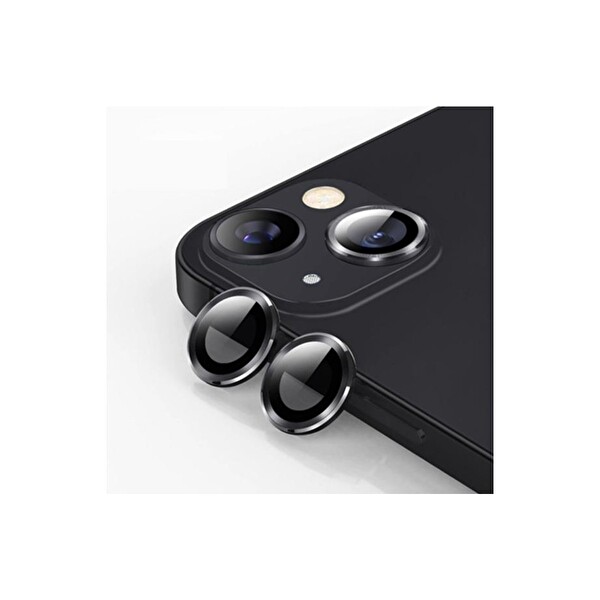 Teknoparkta iPhone 14 Plus Kamera Koruyucu Lens Mercek Metal Çerçeveli 2li Set Siyah Black