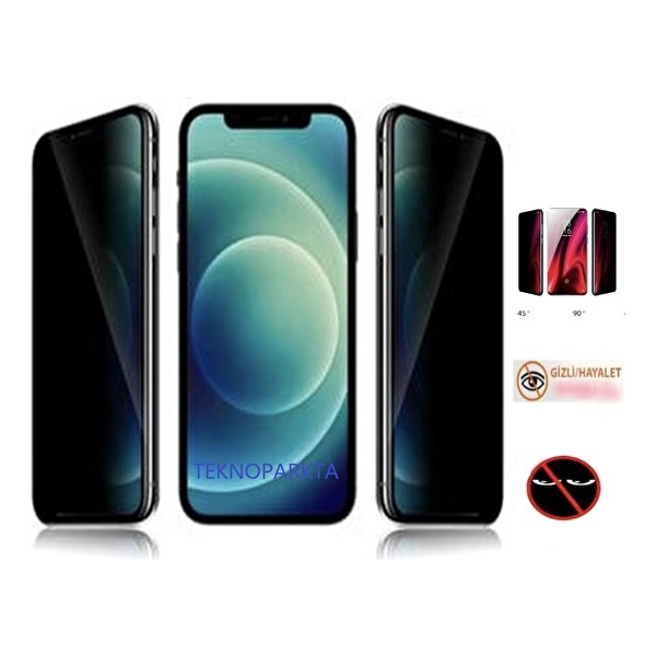 Teknoparkta iPhone 14 Pro Hayalet Privacy Gizli Görünmez Tam Kaplayan Kırılmaz Cam Ekran Koruyucu