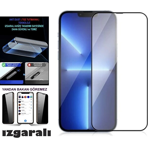 Teknoparkta iPhone 11 Hayalet Ekran Koruyucu Toz Filitreli Izgaralı Anti Dust Tam Kaplayan Kırılmaz Cam