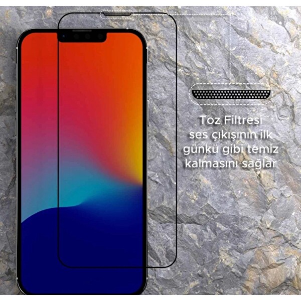 Teknoparkta iPhone 11 Hayalet Ekran Koruyucu Toz Filitreli Izgaralı Anti Dust Tam Kaplayan Kırılmaz Cam