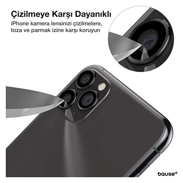 Teknoparkta iPhone 14 Pro Max Kamera Koruyucu Lens Mercek Metal Çerçeveli 3lü Set Siyah Black