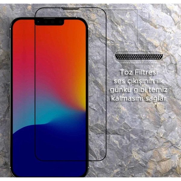 Teknoparkta iPhone 12 Ekran Koruyucu Toz Filitreli Izgaralı Anti Dust Tam Kaplayan Kırılmaz Cam