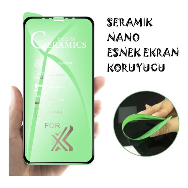 Teknoparkta Apple iPhone x Ekran Koruyucu Seramik Nano Cam Esnek Tam Full Kaplayan Kırılmaz