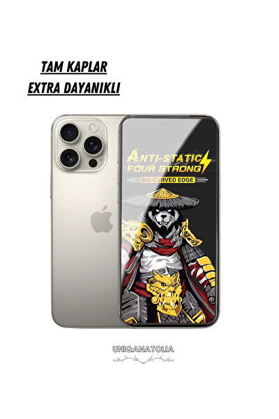 Uniqanatolia iPhone 16 Pro Max Antı-Statıc 3D Toz Tutmayan Kırılmaz Ekran Koruyucu