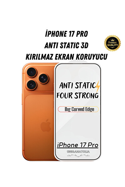 Uniqanatolia iPhone 17 Pro Antı-Statıc 3D Toz Tutmayan Kırılmaz Ekran Koruyucu