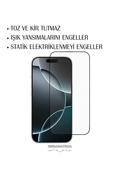 Uniqanatolia iPhone 17 Pro Antı-Statıc 3D Toz Tutmayan Kırılmaz Ekran Koruyucu